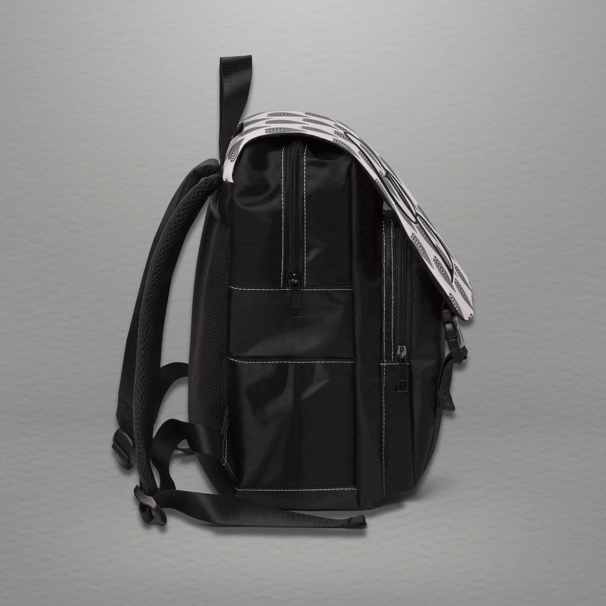 OB Varsity Letters Hearts logo design, Ghost White Unisex Commuter Shoulder Backpack