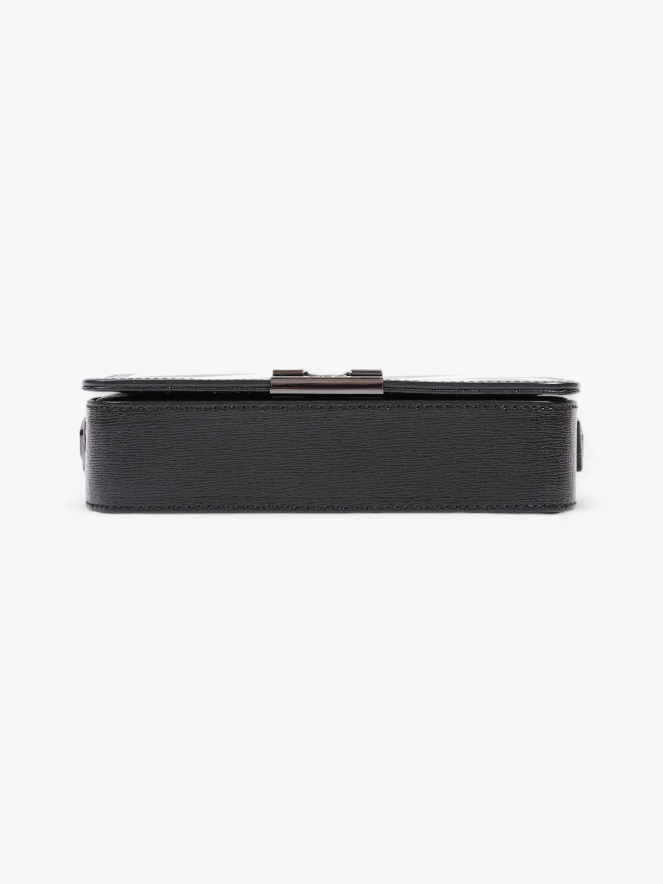Off White Binder Clip Flap Diagonal Black / White Leather Mini