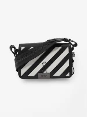 Off White Diagonal Flap Bag Black / White Leather Mini