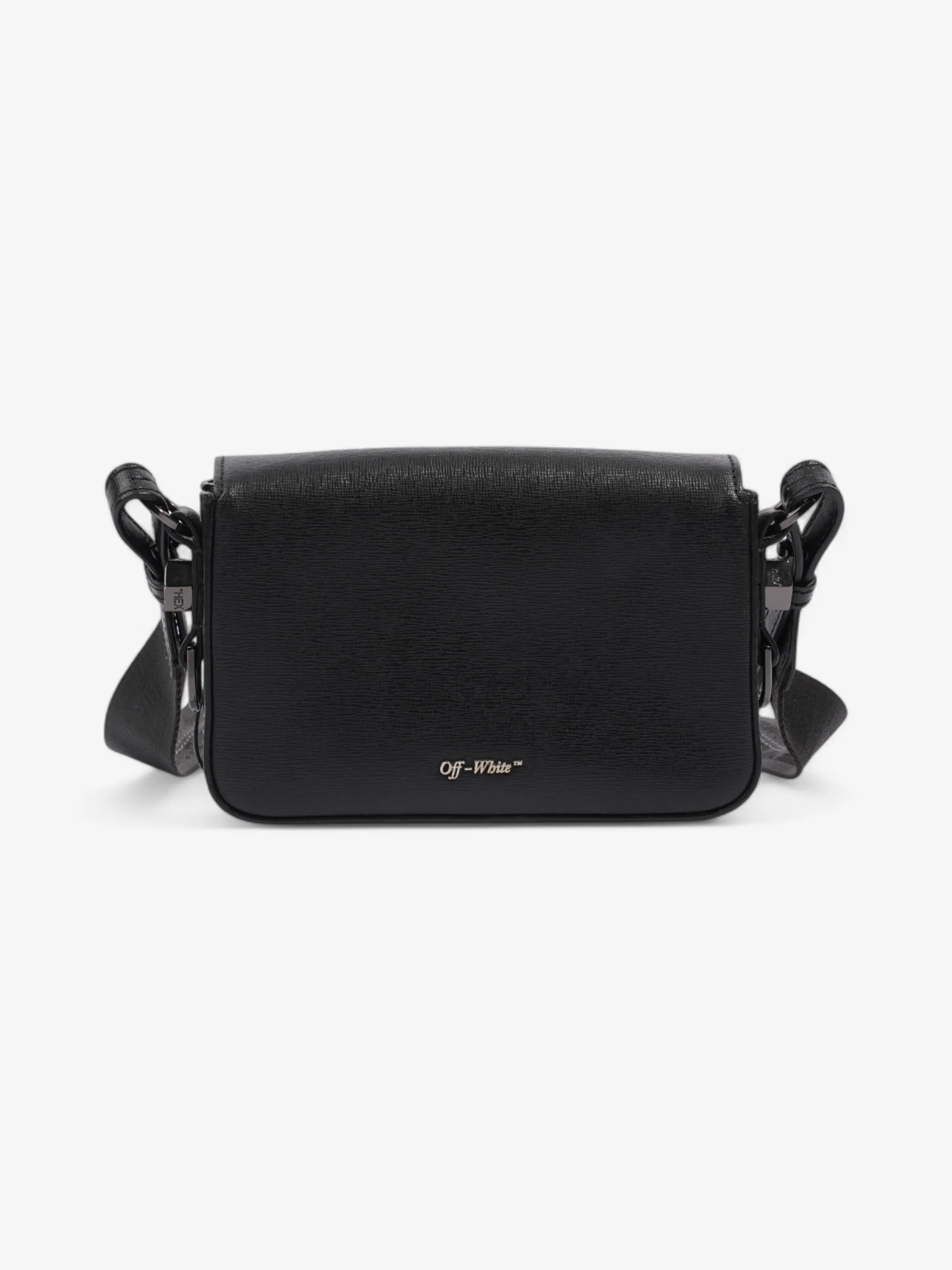 Off White Diagonal Flap Bag Black / White Leather Mini