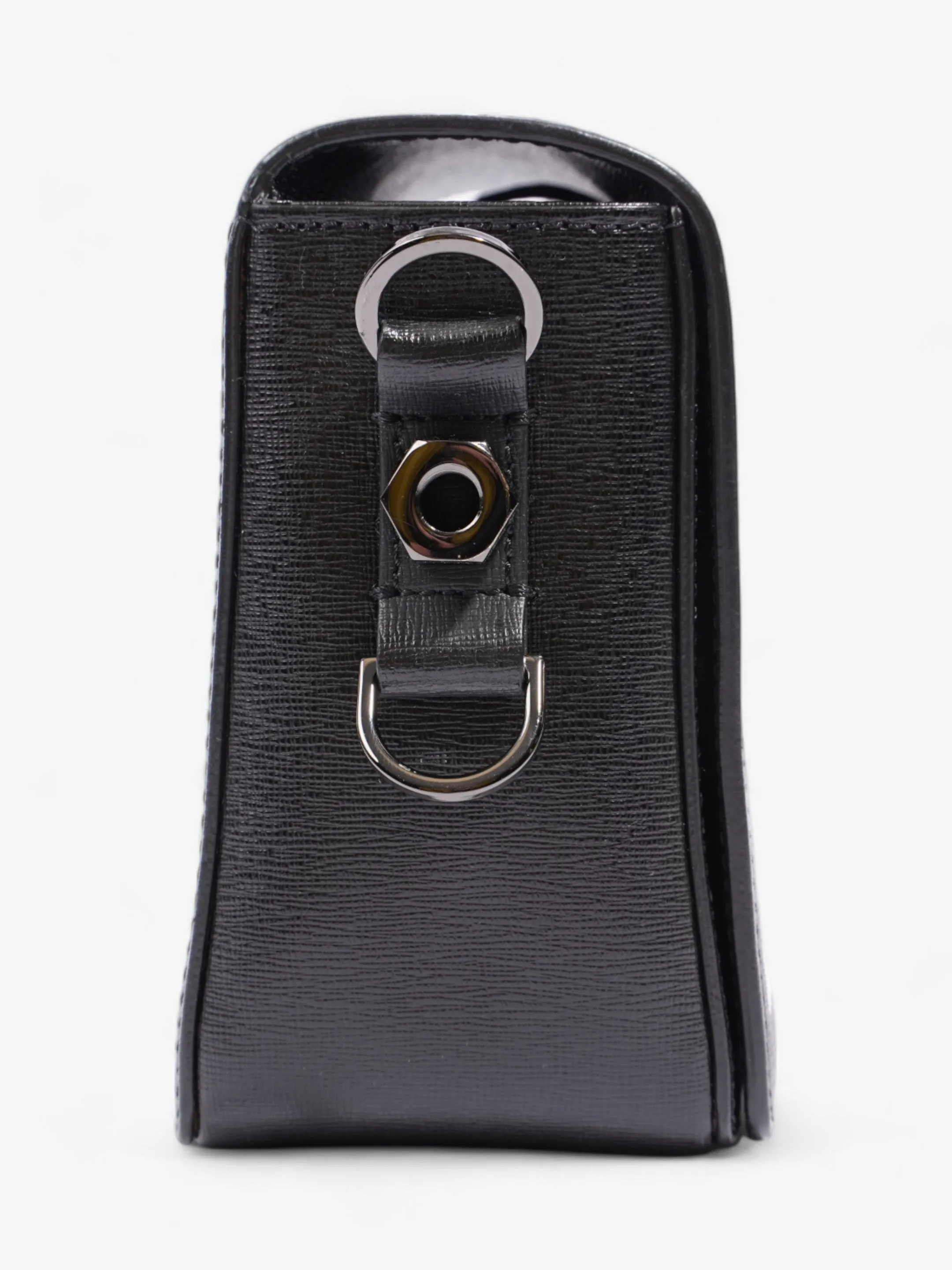Off White Diagonal Flap Bag Black / White Leather