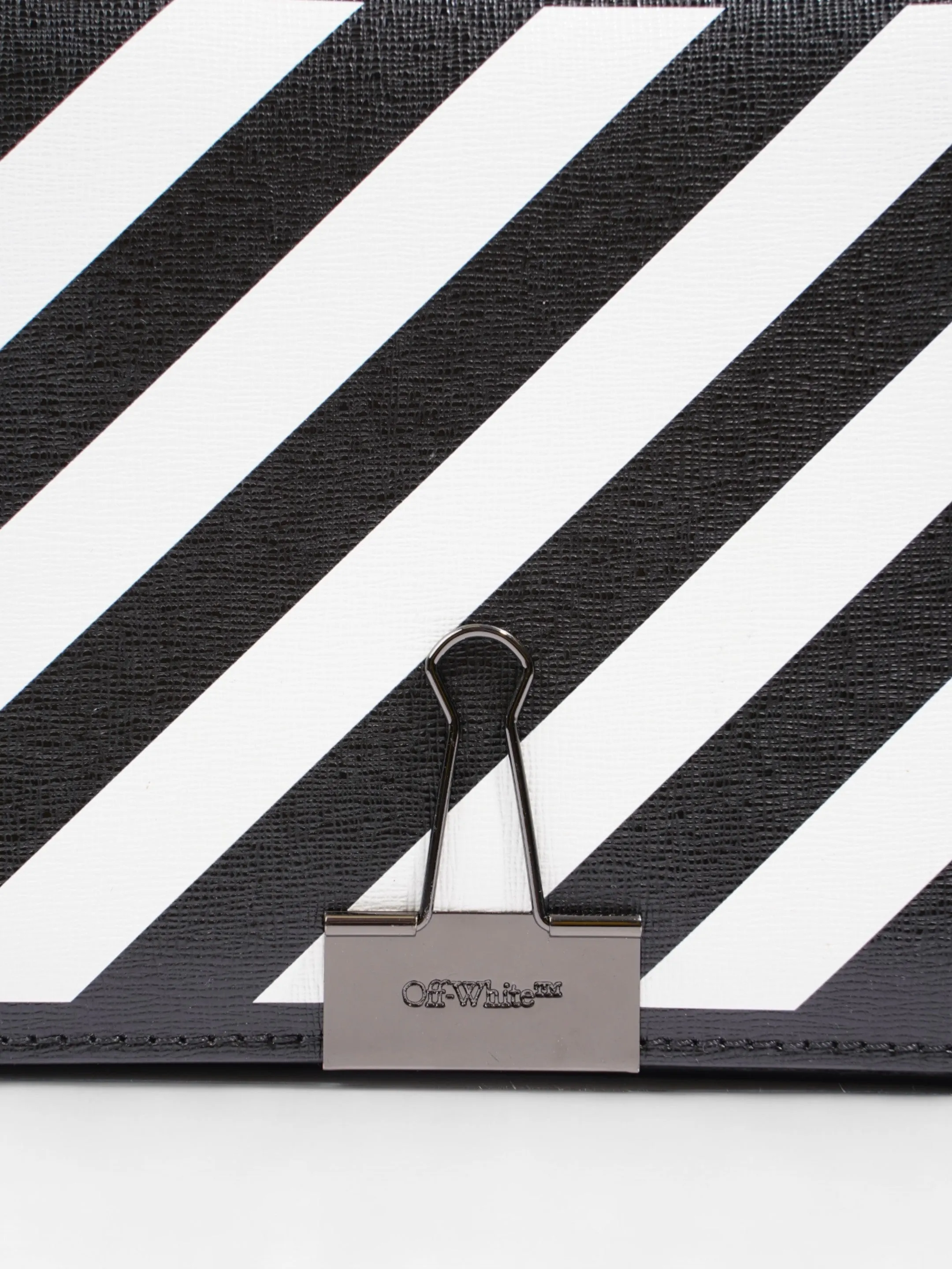 Off White Diagonal Flap Bag Black / White Leather