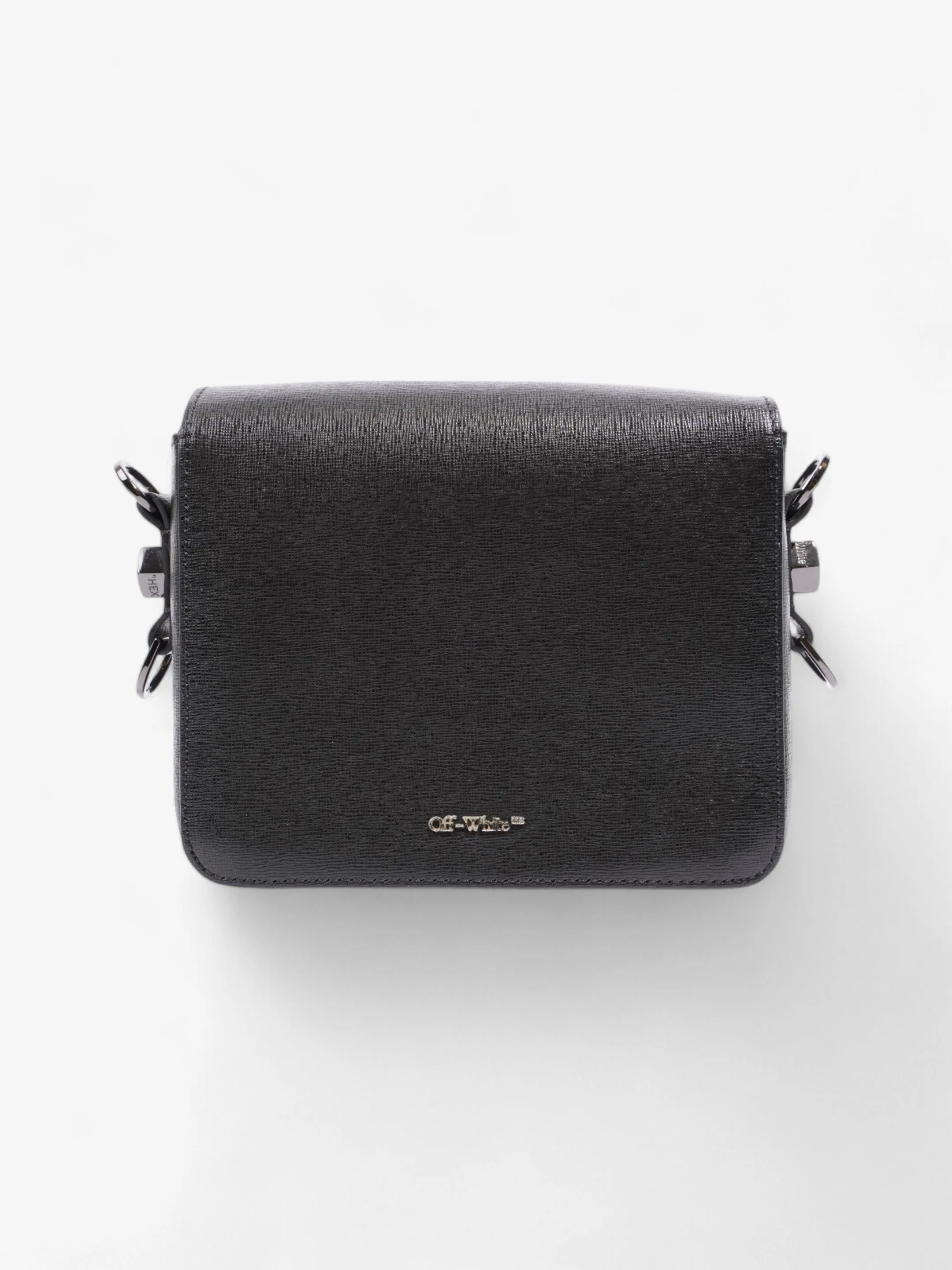 Off White Diagonal Flap Bag Black / White Leather