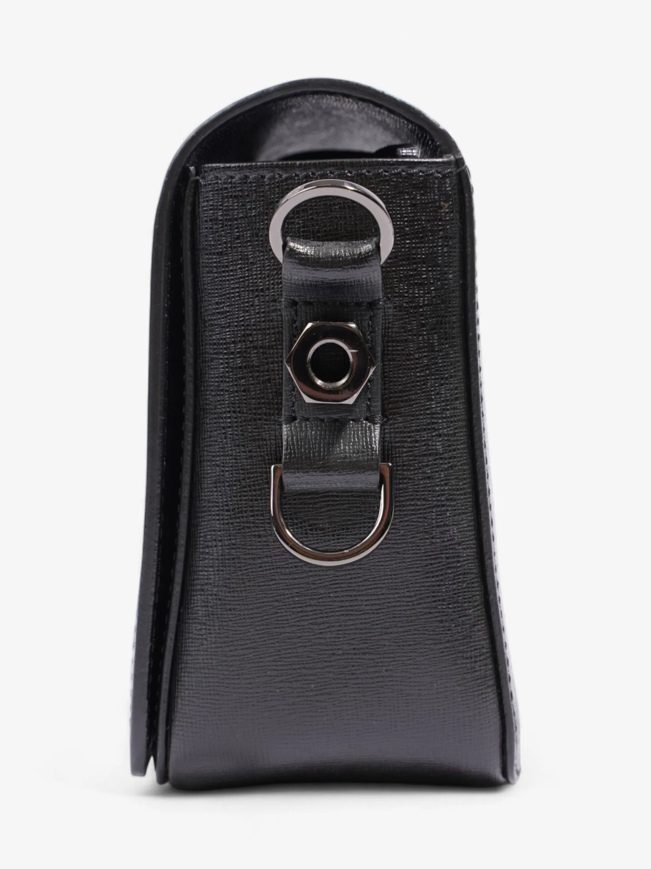 Off White Diagonal Flap Bag Black / White Leather