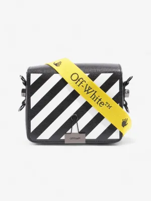 Off White Diagonal Flap Bag Black / White Leather