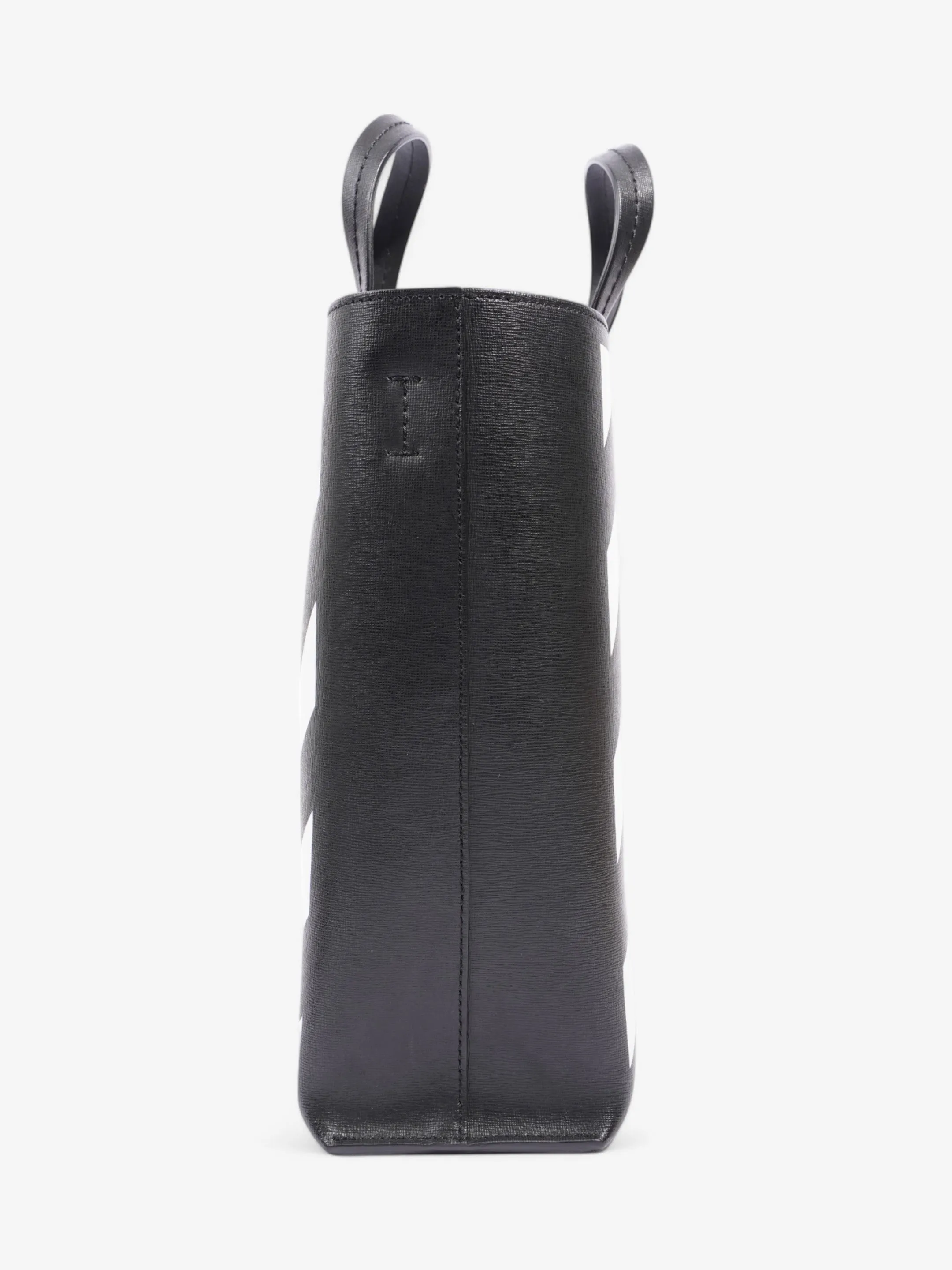 Off White Diagonal Tote Bag Black / White Leather
