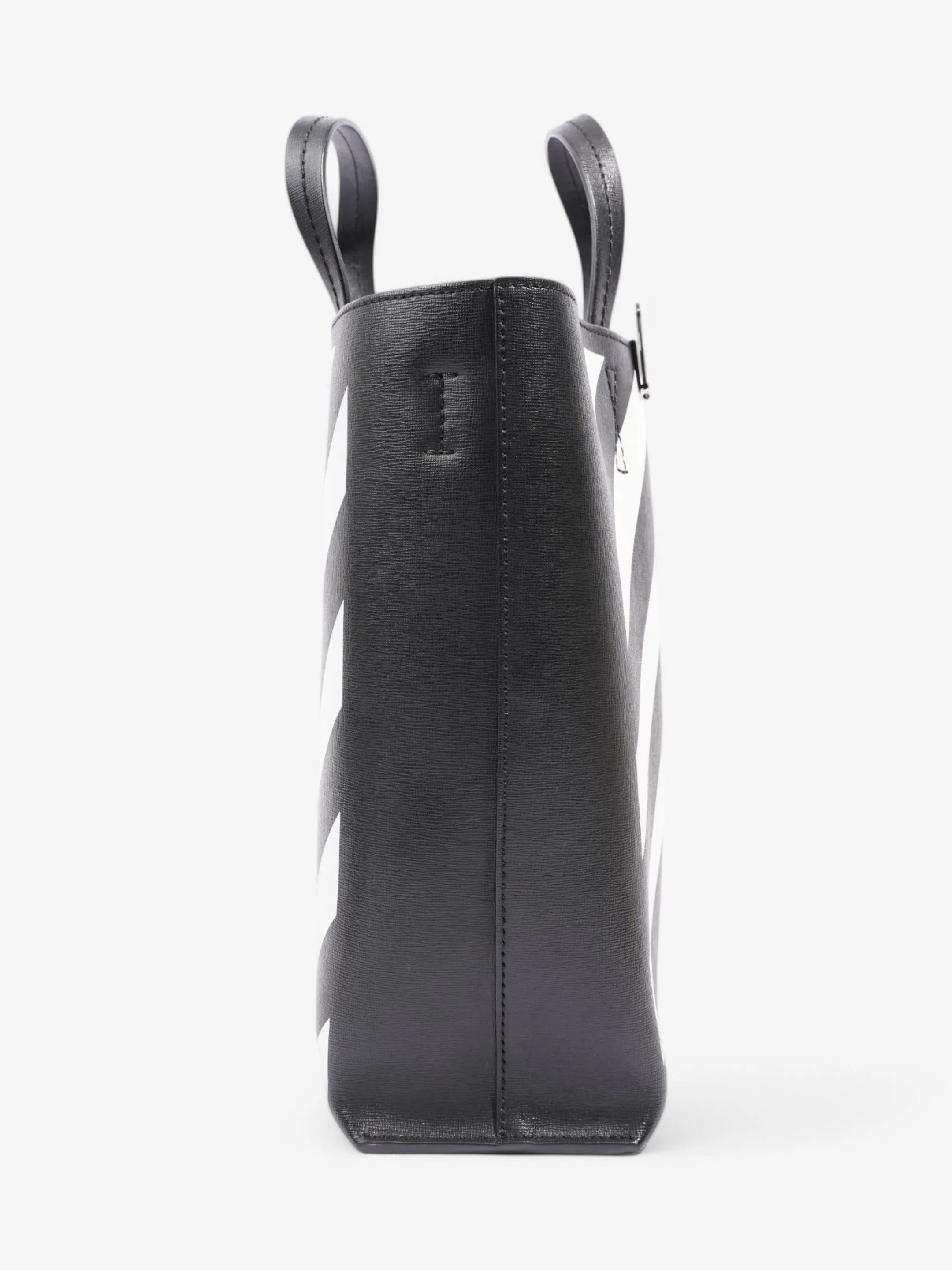 Off White Diagonal Tote Bag Black / White Leather