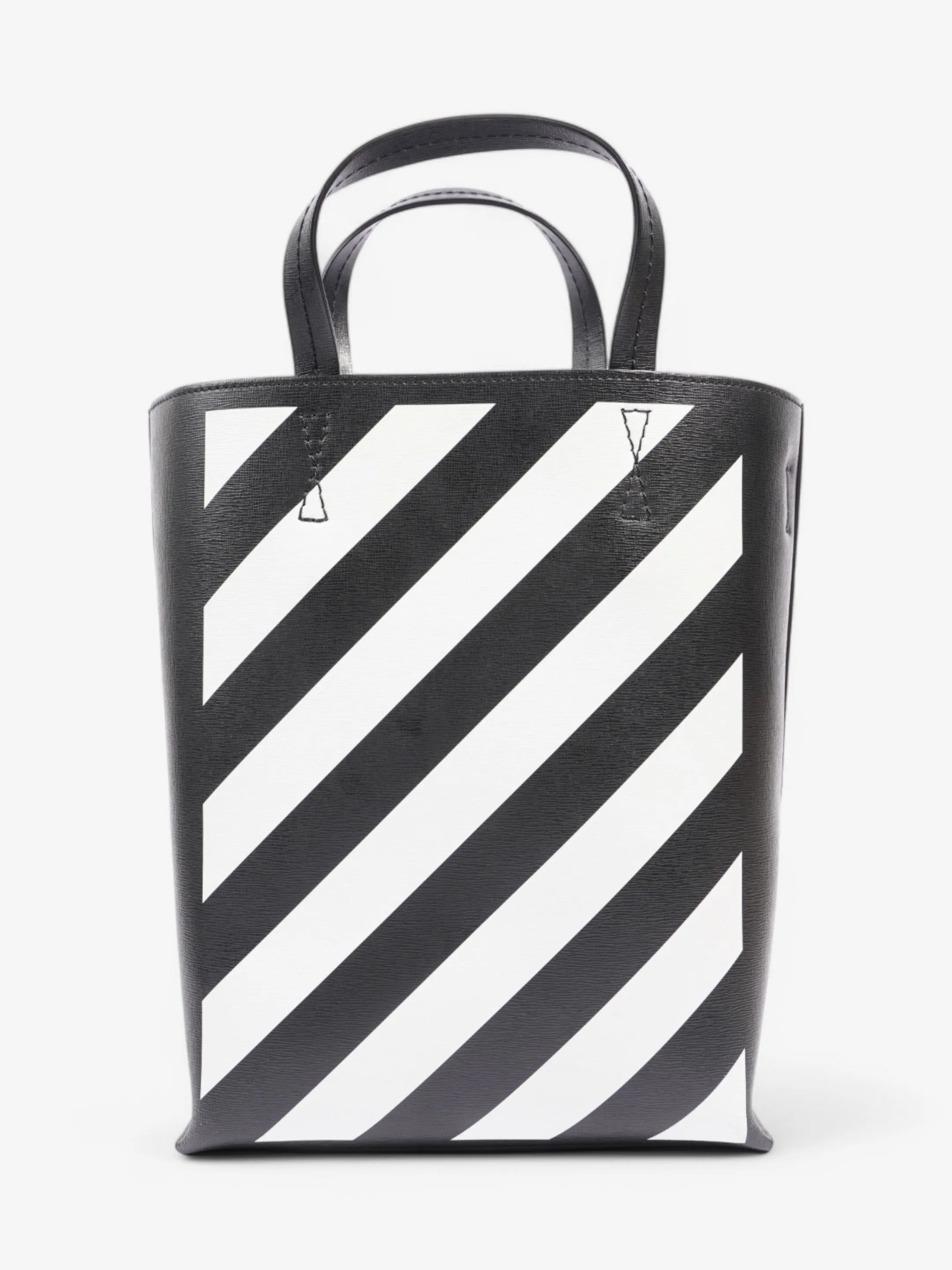 Off White Diagonal Tote Bag Black / White Leather