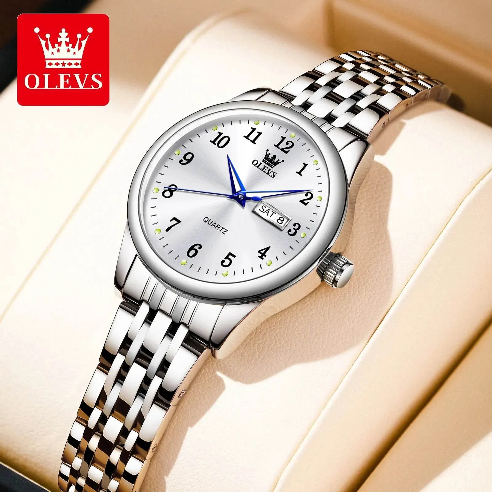 OLEVS Luxury Quartz Watch for Women Elegant Stainless Steel Women's Watches Gifts Waterproof Fashion Trend Simple Ladies Watch
