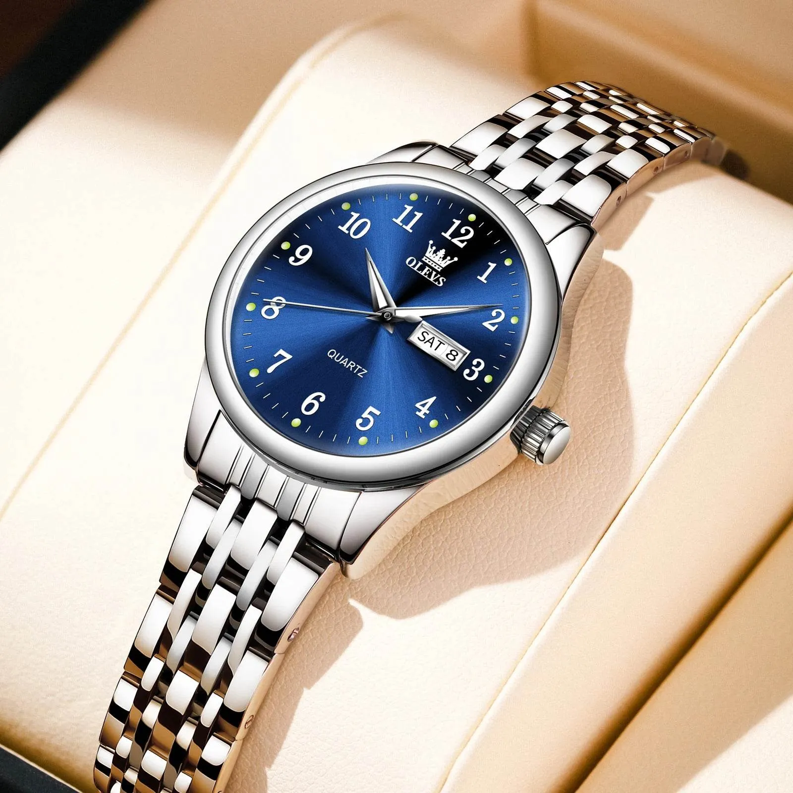 OLEVS Luxury Quartz Watch for Women Elegant Stainless Steel Women's Watches Gifts Waterproof Fashion Trend Simple Ladies Watch