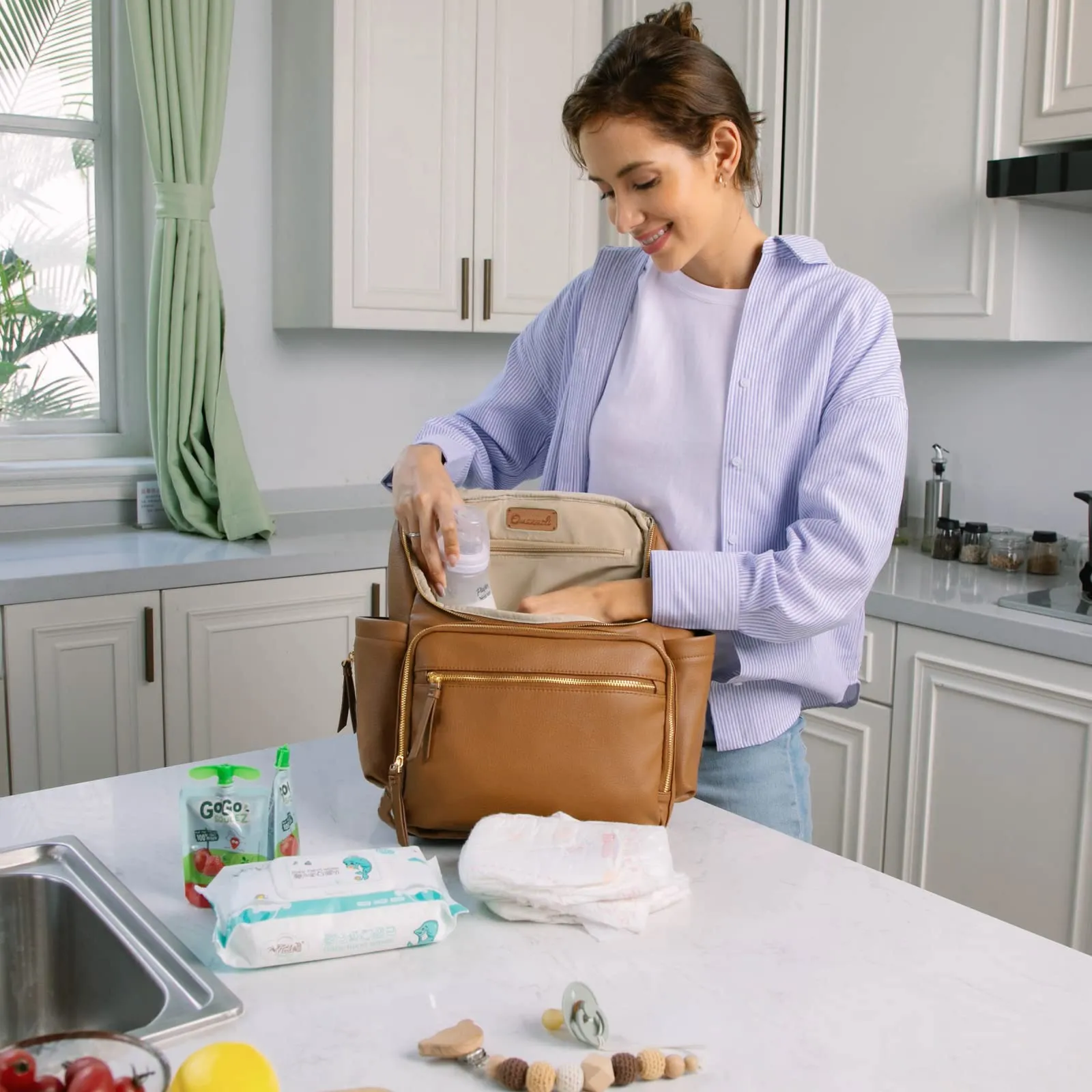 Omanmoli Multifunctional Leather Diaper Bag