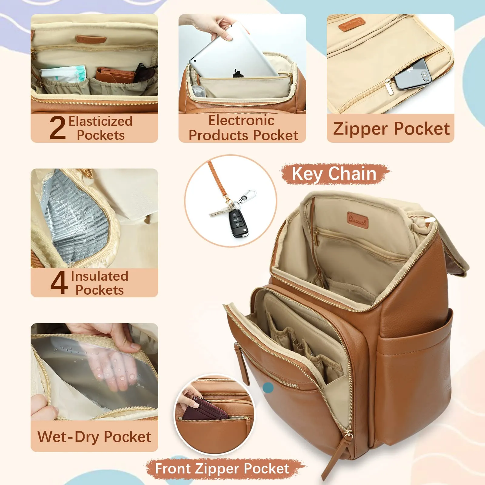 Omanmoli Multifunctional Leather Diaper Bag