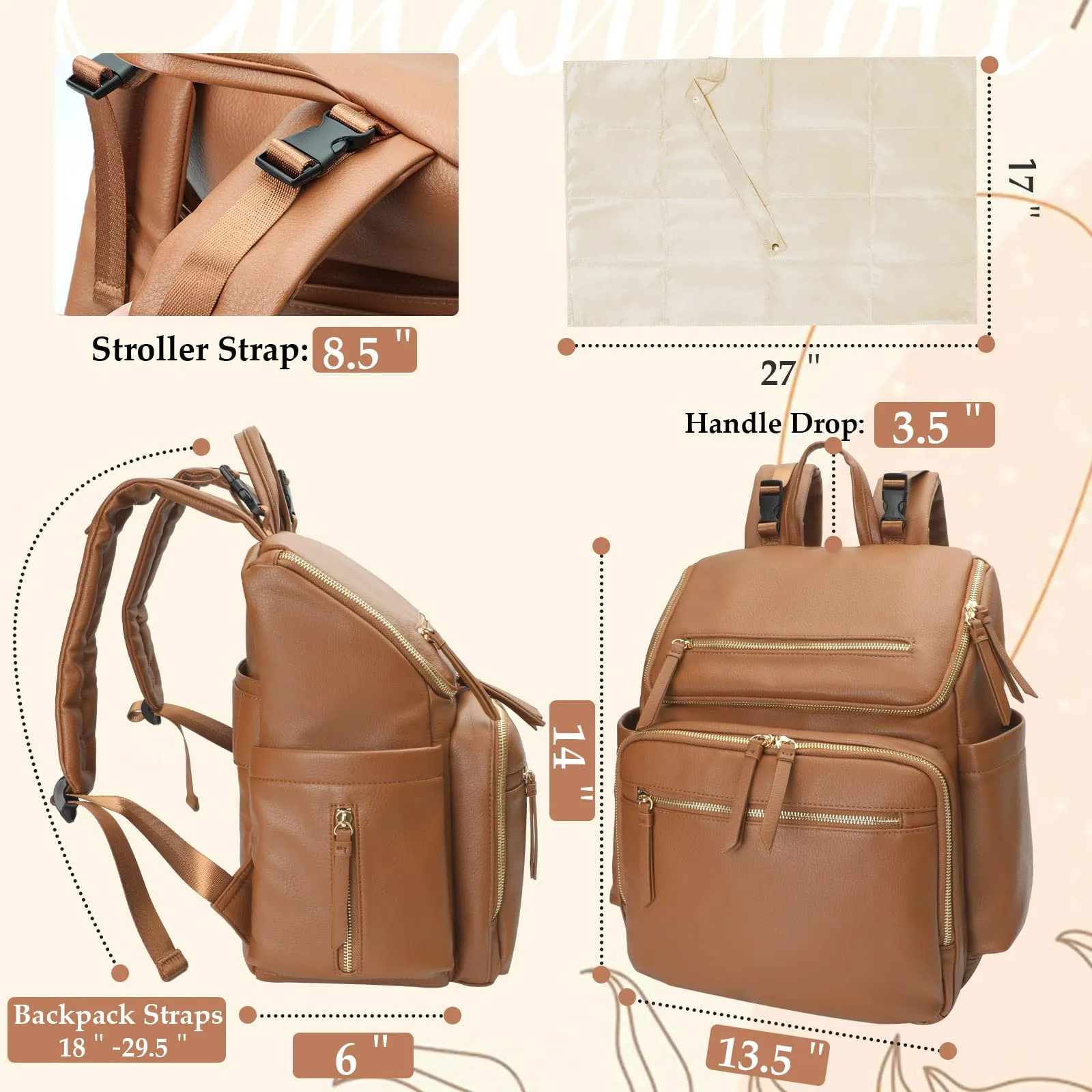 Omanmoli Multifunctional Leather Diaper Bag