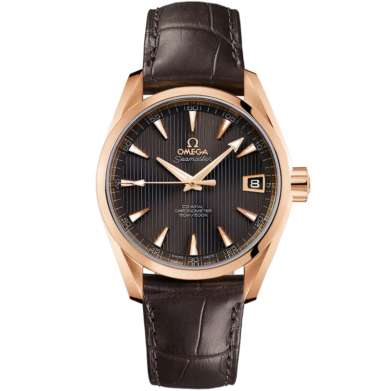 Omega Seamaster Aqua Terra 150M 38.5 mm, red gold on leather strap