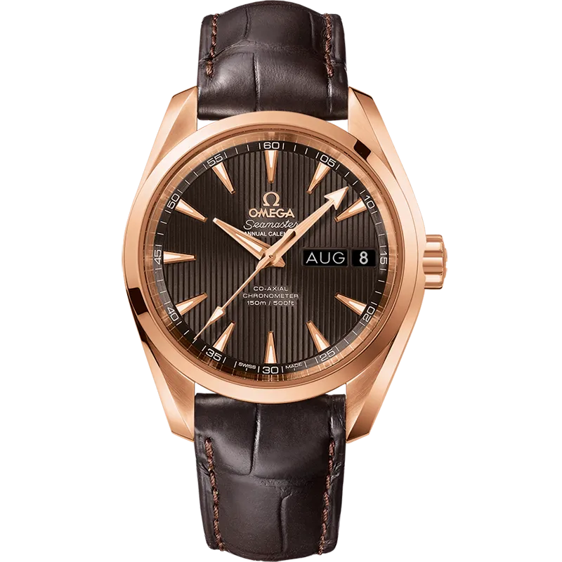 Omega Seamaster Aqua Terra 150M 38.5 mm, red gold on leather strap