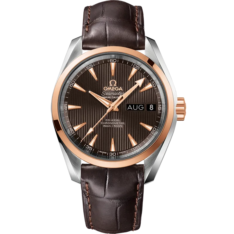 Omega Seamaster Aqua Terra 150M 38.5 mm, steel - red gold on leather strap