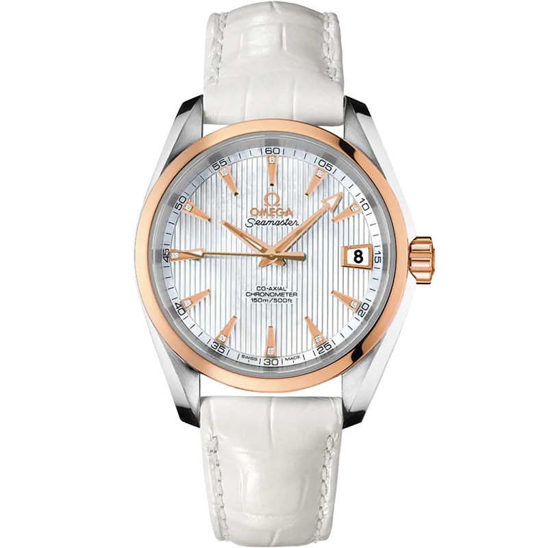 Omega Seamaster Aqua Terra 150M 38.5 mm, steel - red gold on leather strap