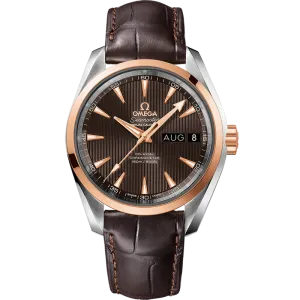 Omega Seamaster Aqua Terra 150M 38.5 mm, steel - red gold on leather strap