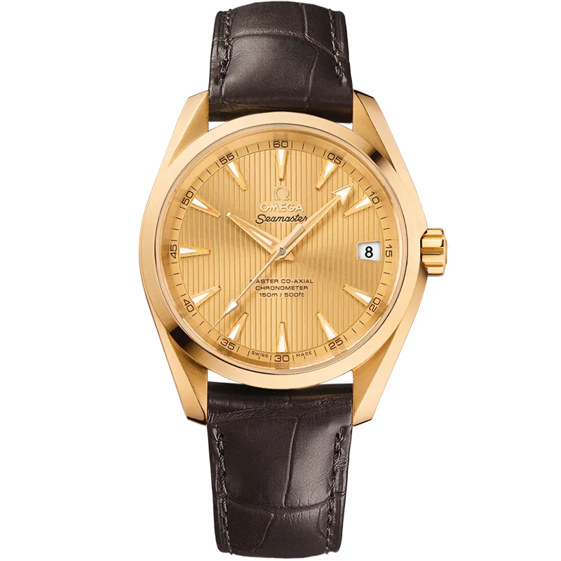 Omega Seamaster Aqua Terra 150M 38.5 mm, yellow gold on leather strap