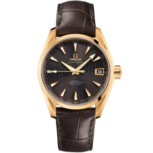 Omega Seamaster Aqua Terra 150M 38.5 mm, yellow gold on leather strap