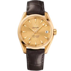 Omega Seamaster Aqua Terra 150M 38.5 mm, yellow gold on leather strap