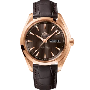 Omega Seamaster Aqua Terra 150M 43 mm, red gold on leather strap
