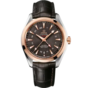 Omega Seamaster Aqua Terra 150M 43 mm, steel - red gold on leather strap