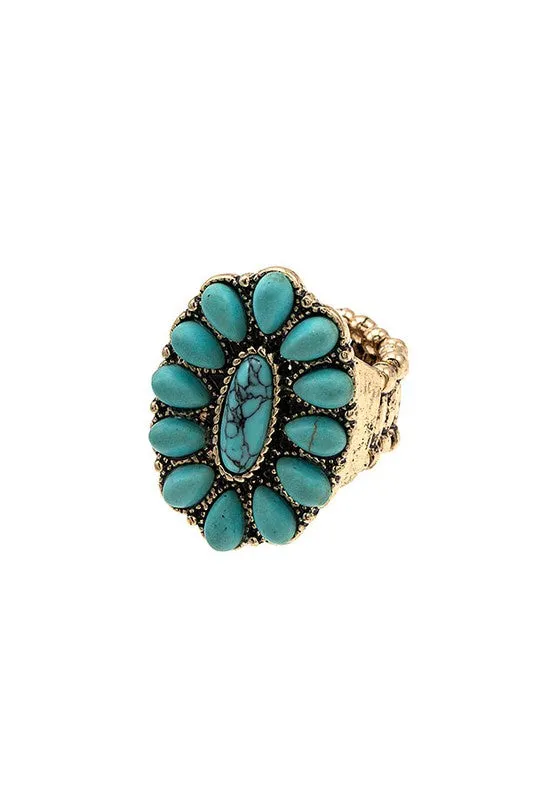 Oval Floral Stretch Ring