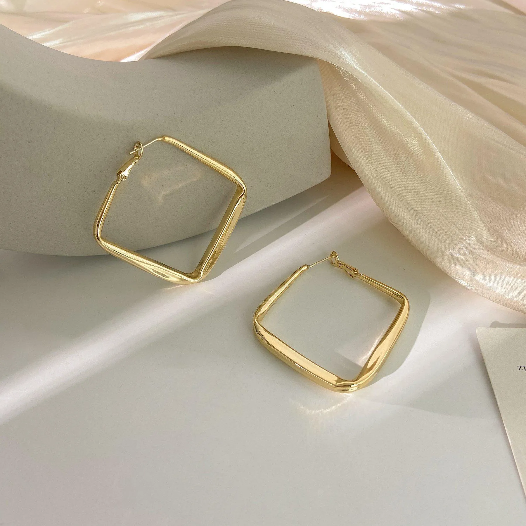 Oversized Square Metal Earrings