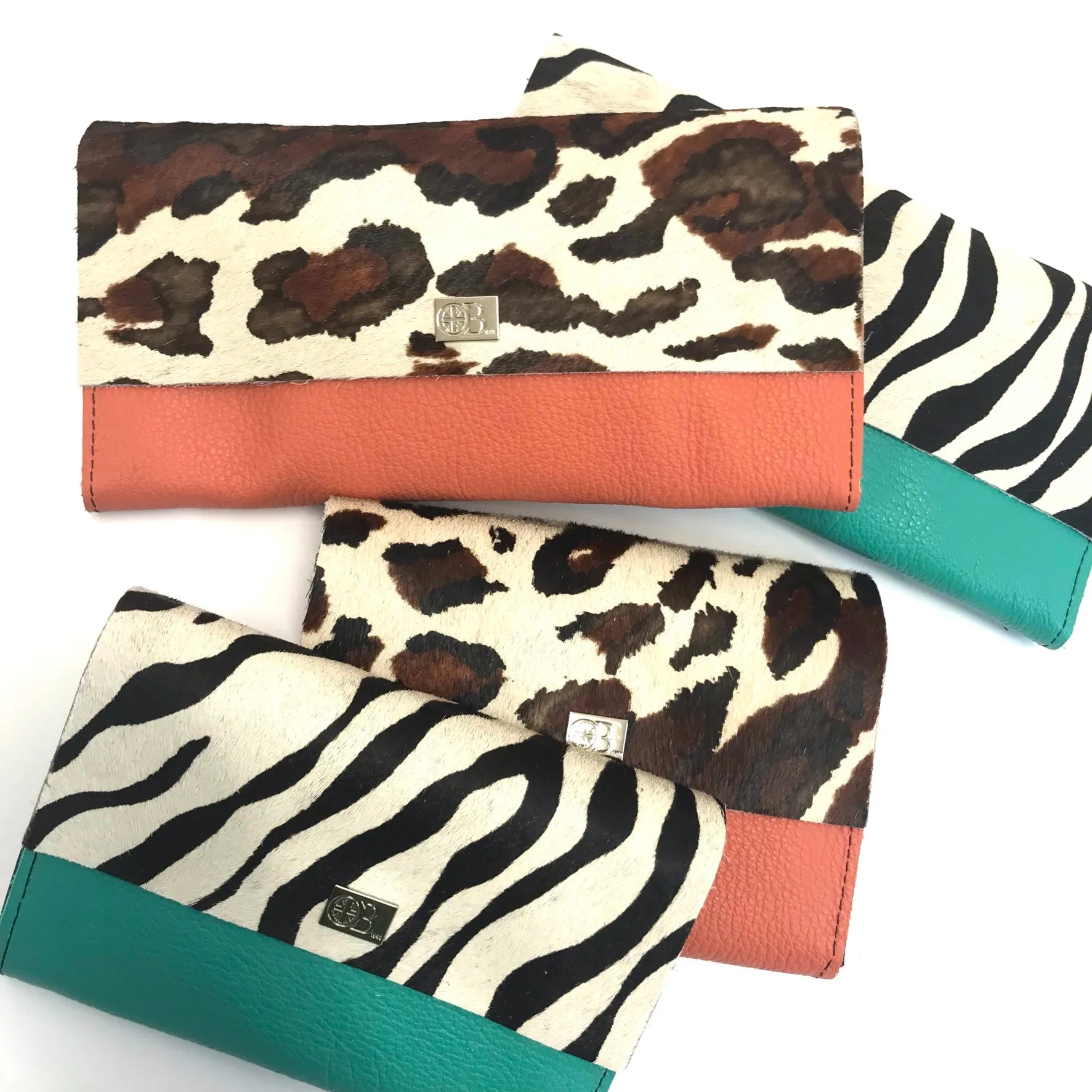 Owen Barry Small Vermont Leather Purse - Zebra Aqua