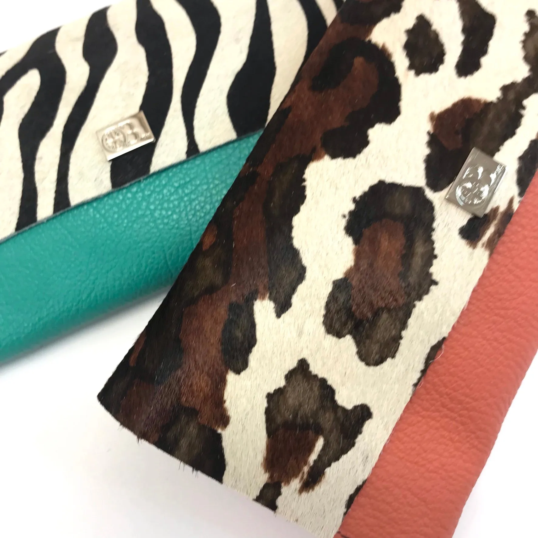 Owen Barry Small Vermont Leather Purse - Zebra Aqua