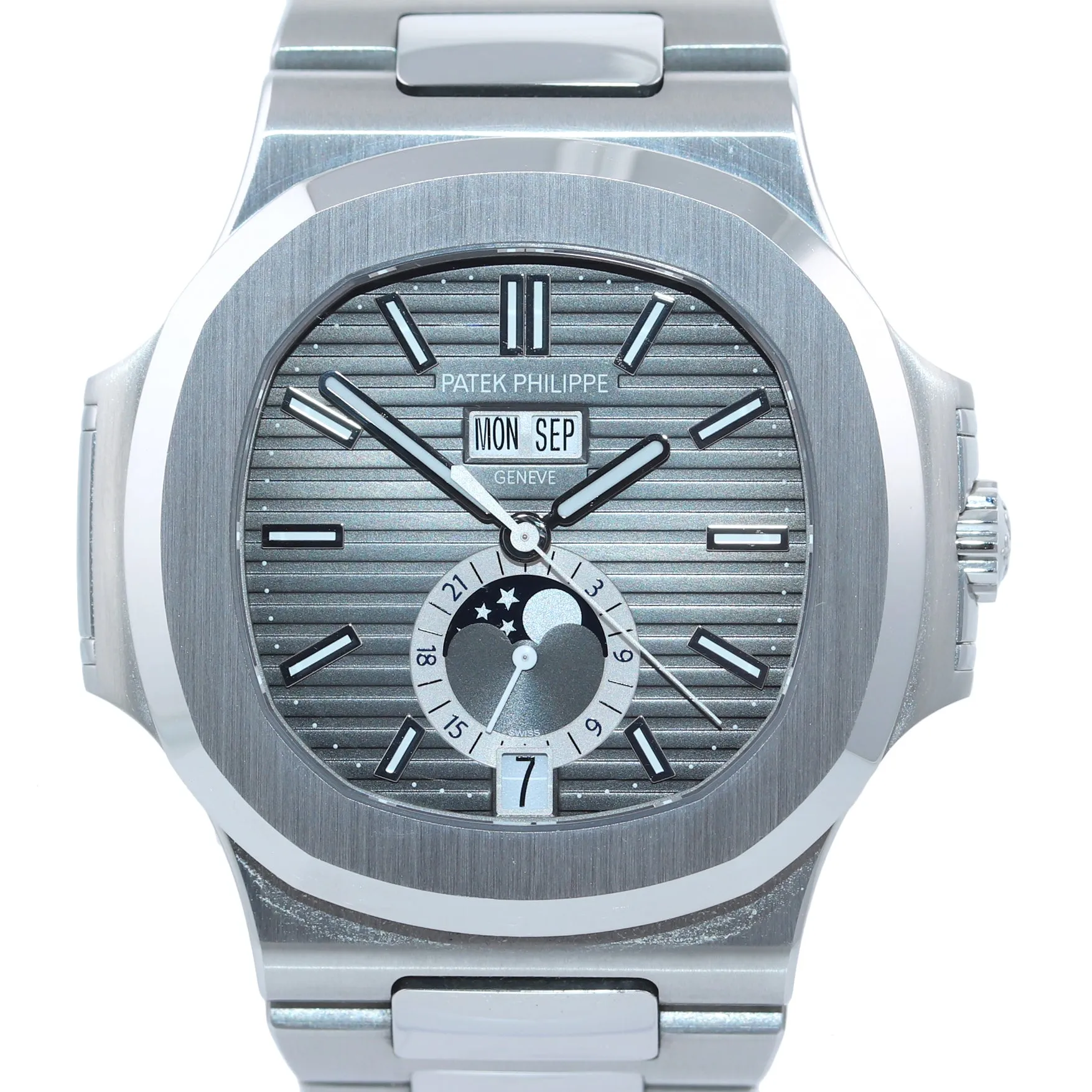PAPERS NEW 2018 NAUTILUS Patek Philippe 5726 Grey Annual Calendar Steel Watch