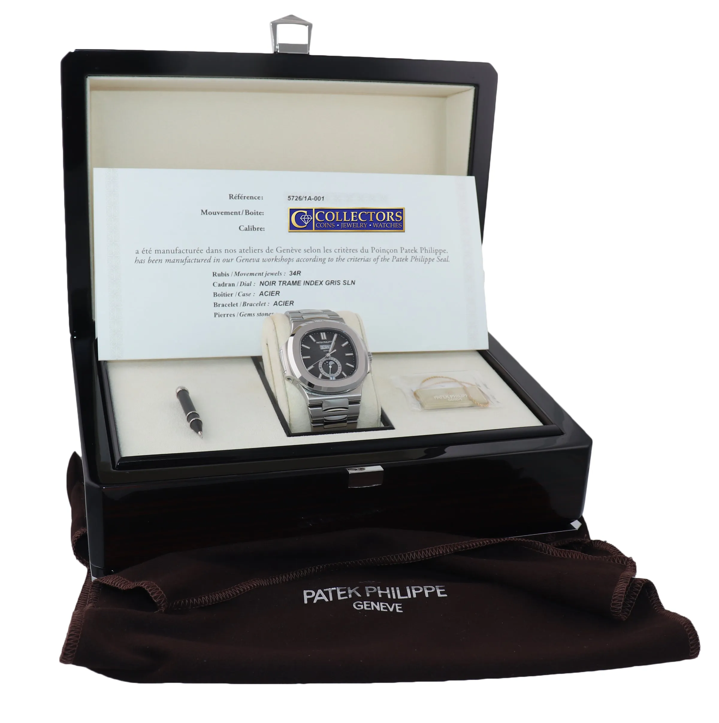 PAPERS NEW 2018 NAUTILUS Patek Philippe 5726 Grey Annual Calendar Steel Watch