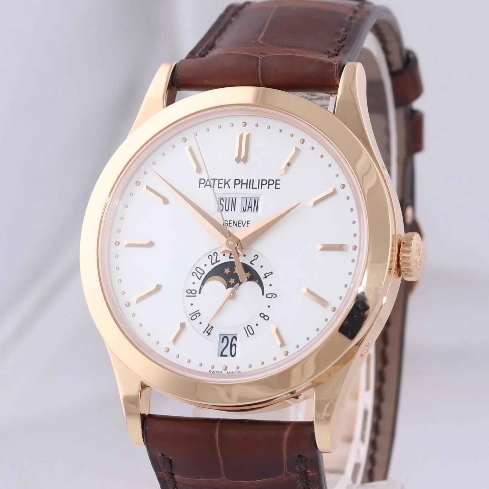 PAPERS Patek Philippe 5396R Annual Calendar Moonphase Rose Gold Calatrava Watch
