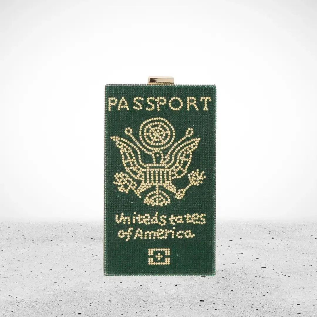 Passport Rhinestone Clutch