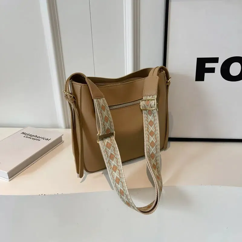 Patterned Strap Bucket Shaped Bag