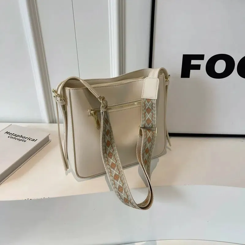 Patterned Strap Bucket Shaped Bag