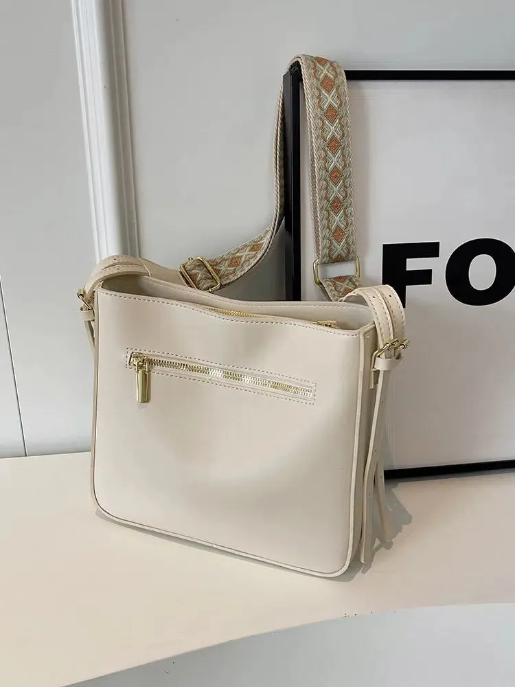 Patterned Strap Bucket Shaped Bag