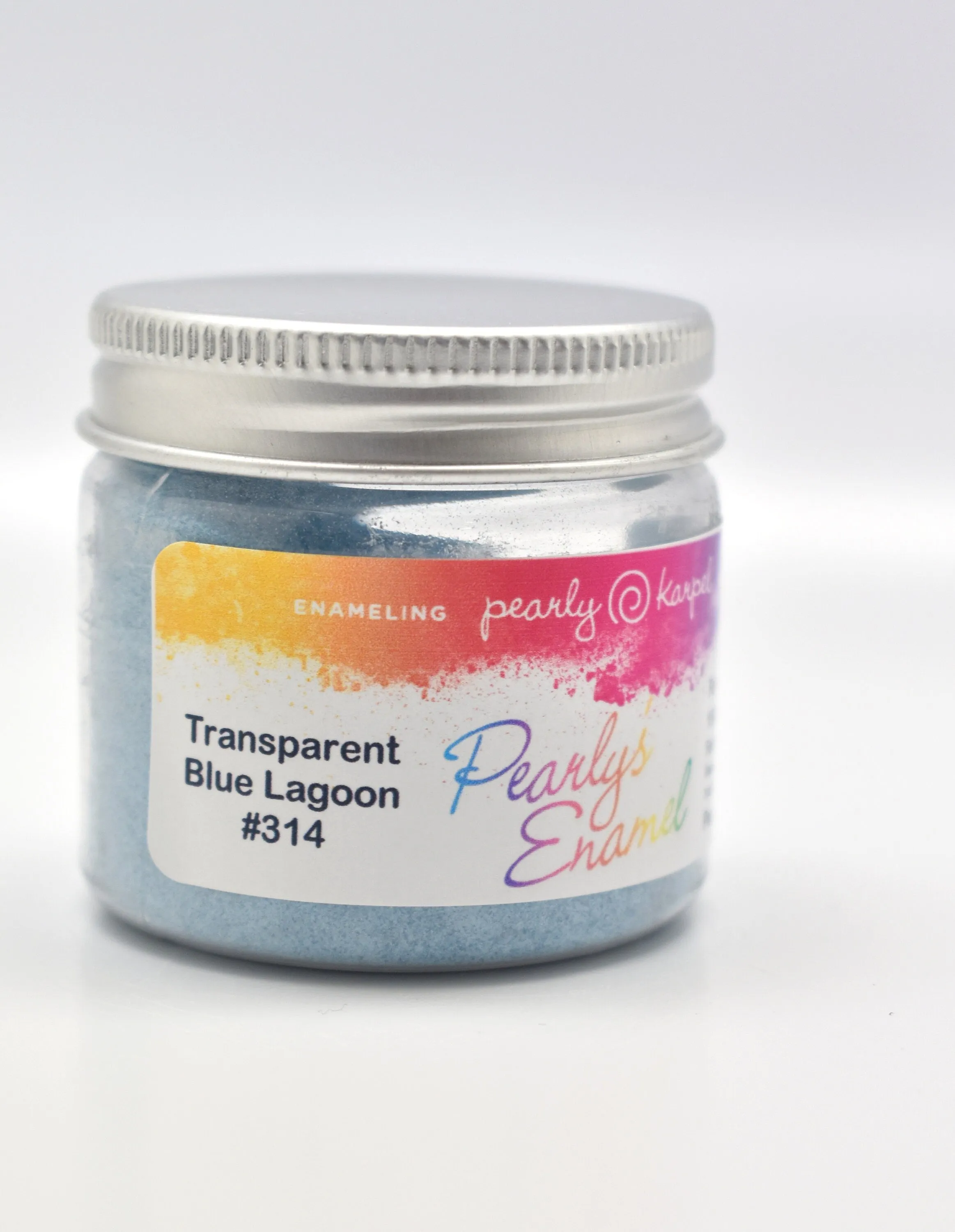 Pearly's Enamel Powder No. 314 Transparent Blue Lagoon 3oz. (85gr.) Great for torch/kiln/Cloisonné and Wet Packing Enameling