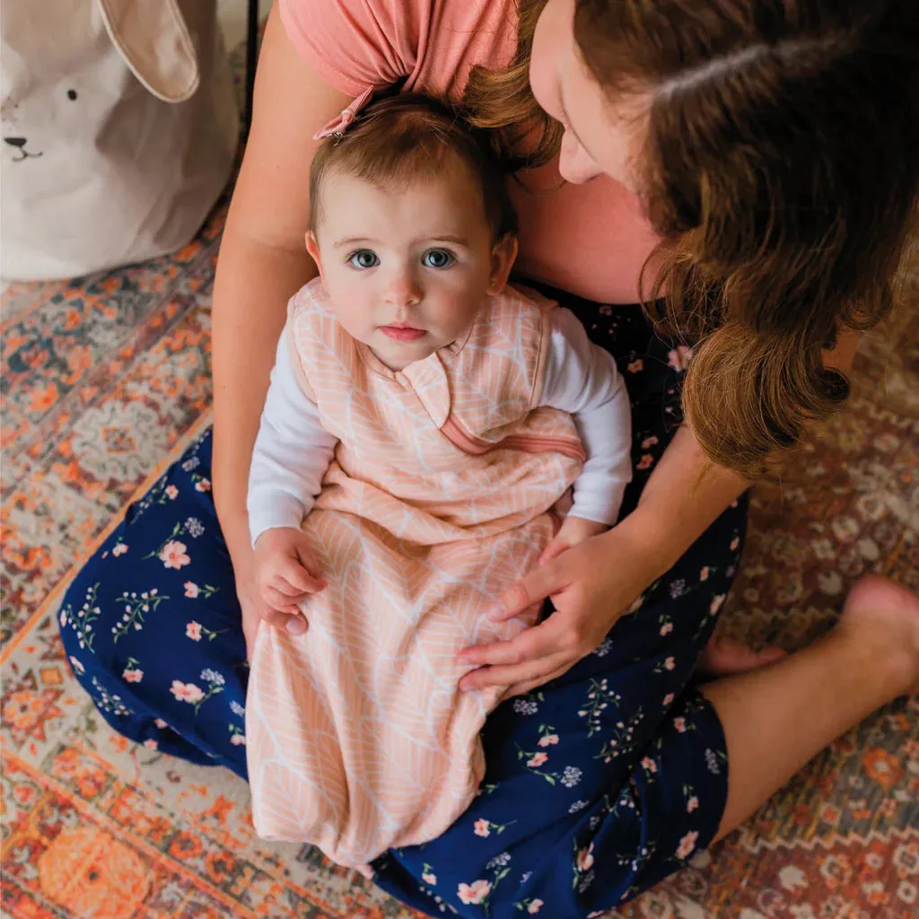 Perlimpinpin Cotton Muslin Sleep Bag 1.5 TOG (Pink Leaves) - FINAL SALE