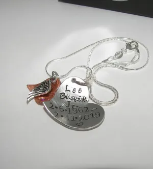 personalized Custom memorial jewelry with names and dates, personalized hand stamped memory necklace, bereavement jewelry for lost loved one