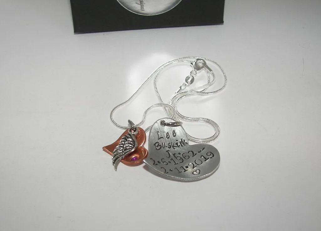 personalized Custom memorial jewelry with names and dates, personalized hand stamped memory necklace, bereavement jewelry for lost loved one