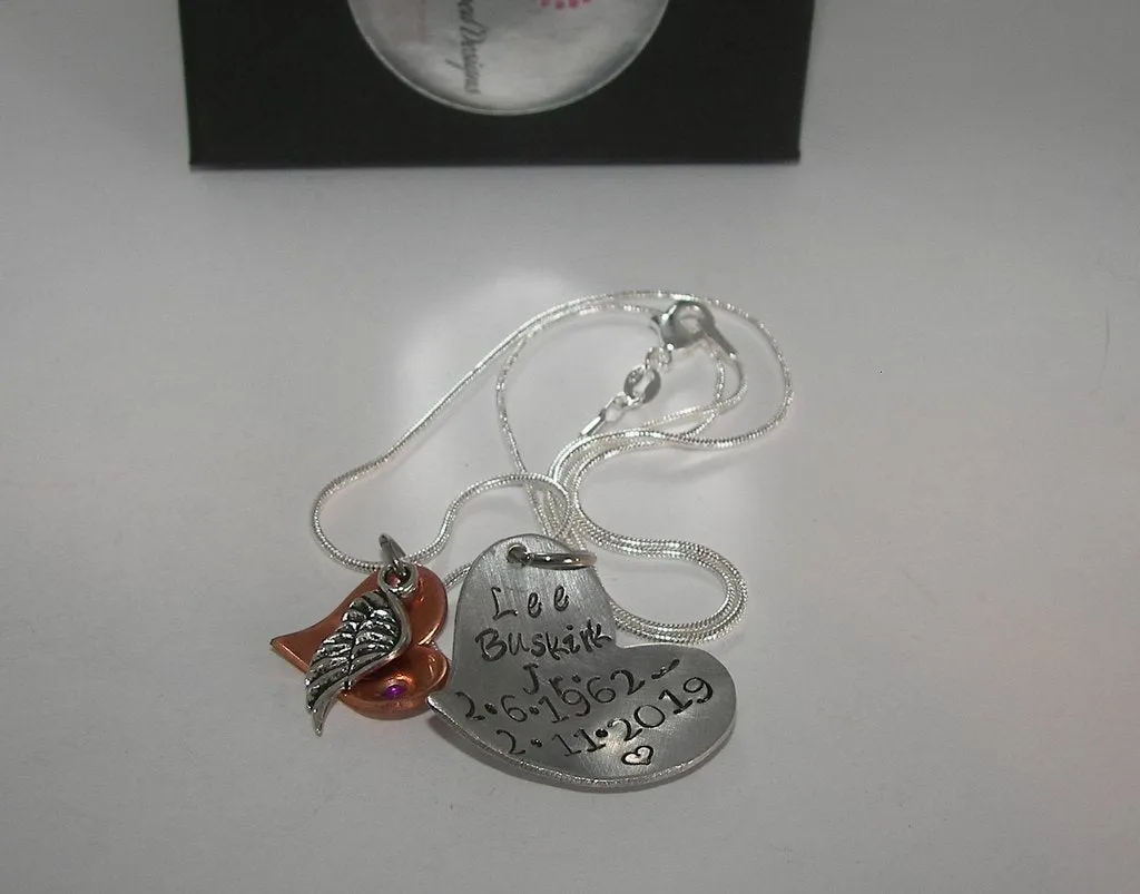 personalized Custom memorial jewelry with names and dates, personalized hand stamped memory necklace, bereavement jewelry for lost loved one