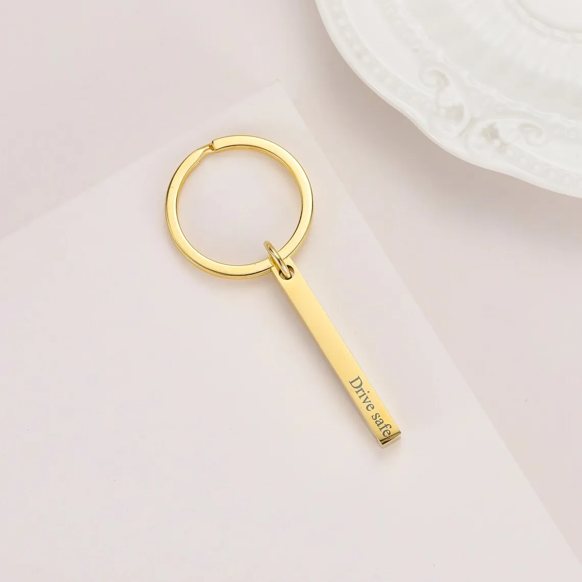 Personalized Engraved Bar Keychain