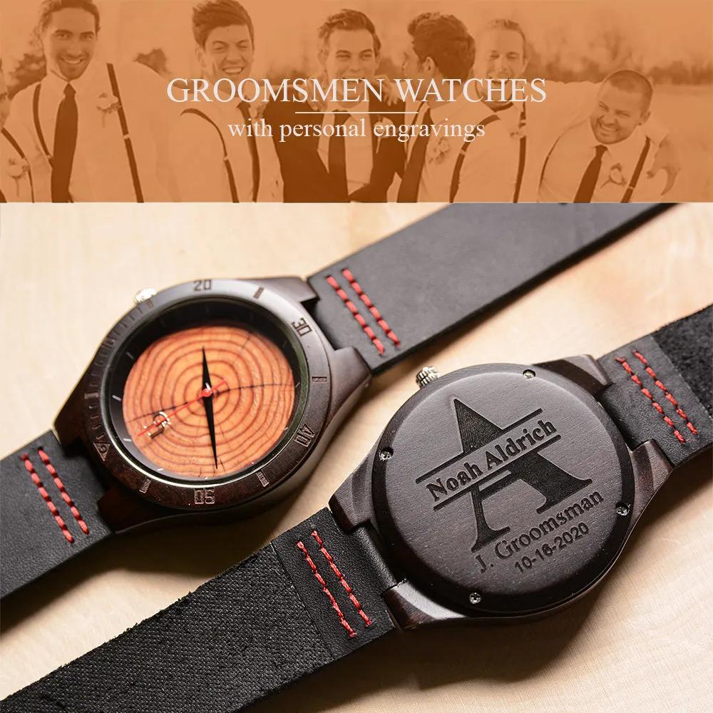 Personalized Groomsmen Gifts - Engraved Groomsmen Watches Leather Band