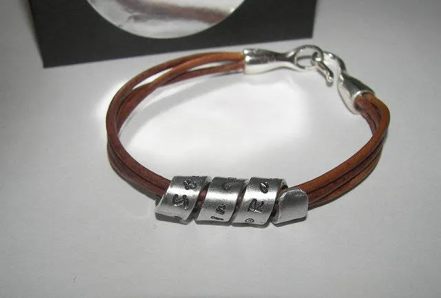 Personalized jewelry, Leather  bracelet, hand stamped jewelry , custom jewelry, couples bracelets, Men's Gift, Secret Message, Men's Cuff,