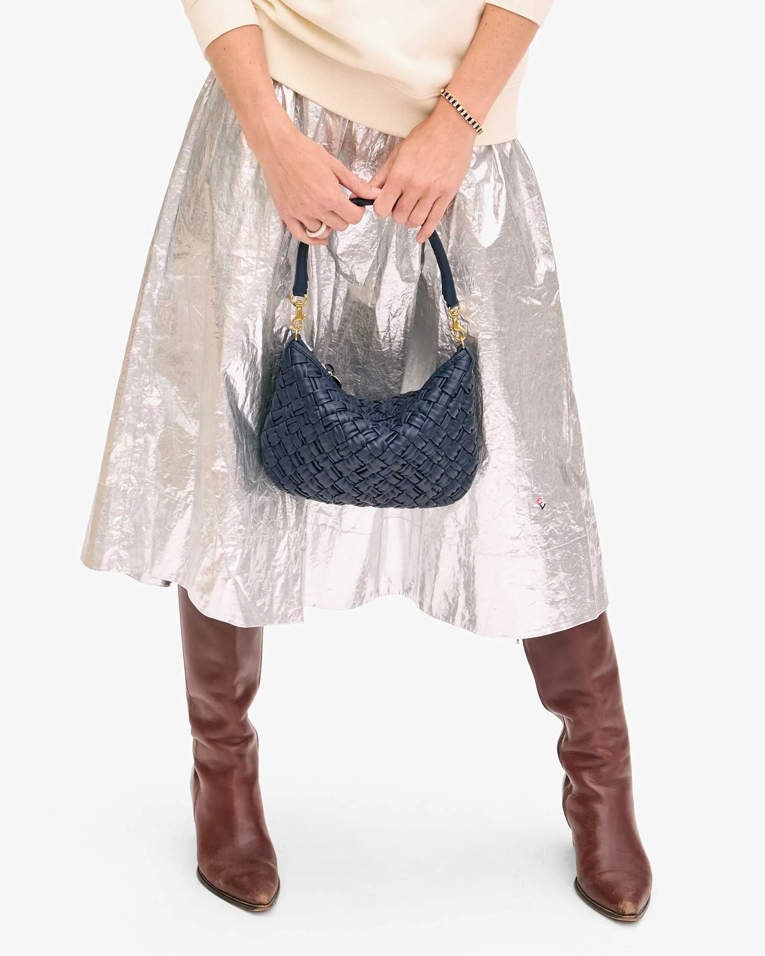 Petit Moyen Bag in Bright Navy Puffy Woven