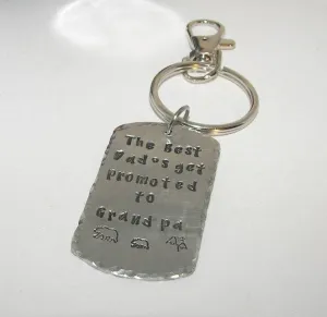 pewter keychain, hand stamped jewelry , handstamped jewelry  gift for granddaddy , pa pa bear gift for dad,   personalized keychain