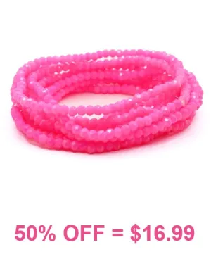 Pink Crystal bracelets 10 piece stack