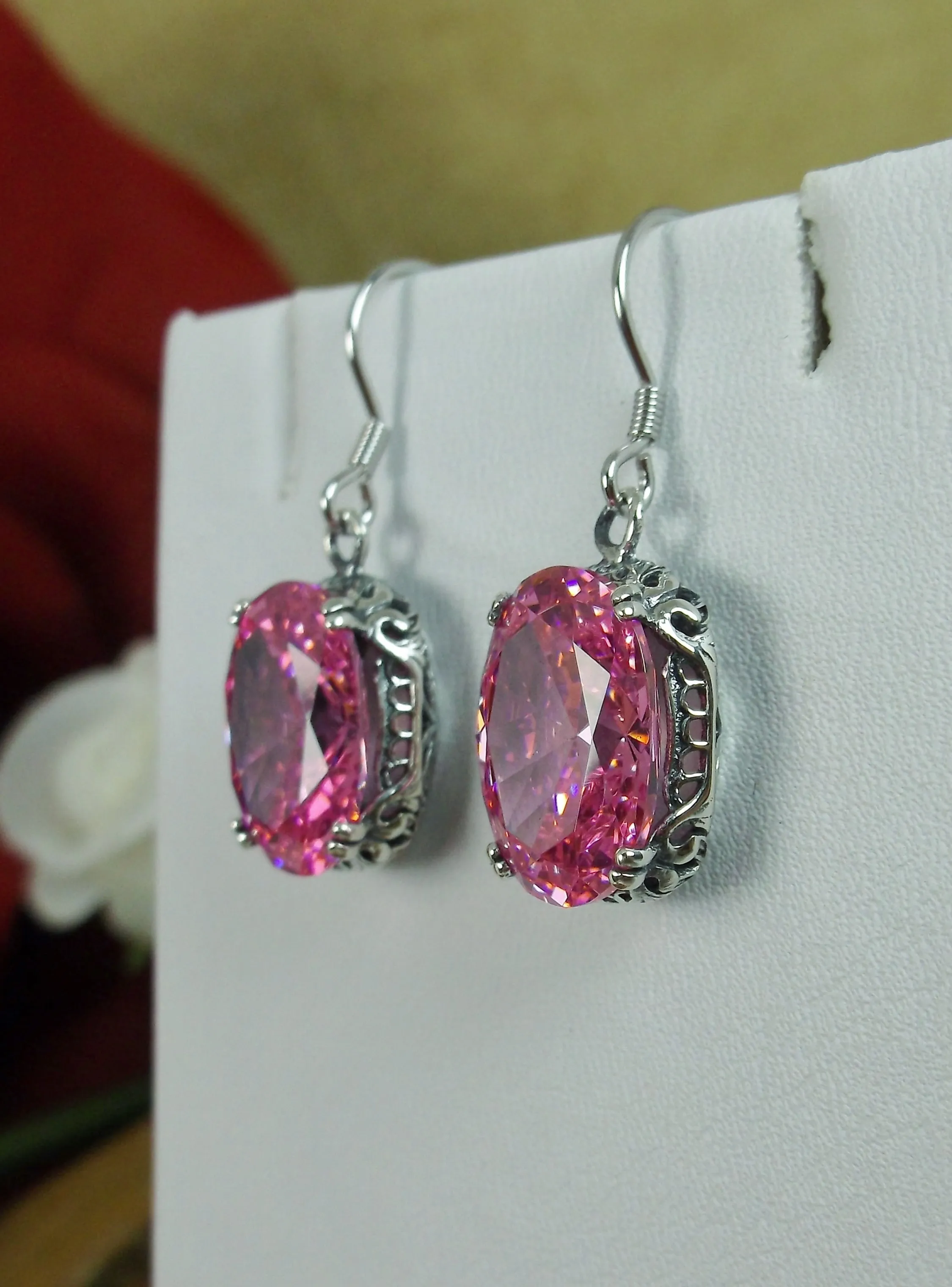 Pink Earrings, Vintage Edwardian Jewelry #E70